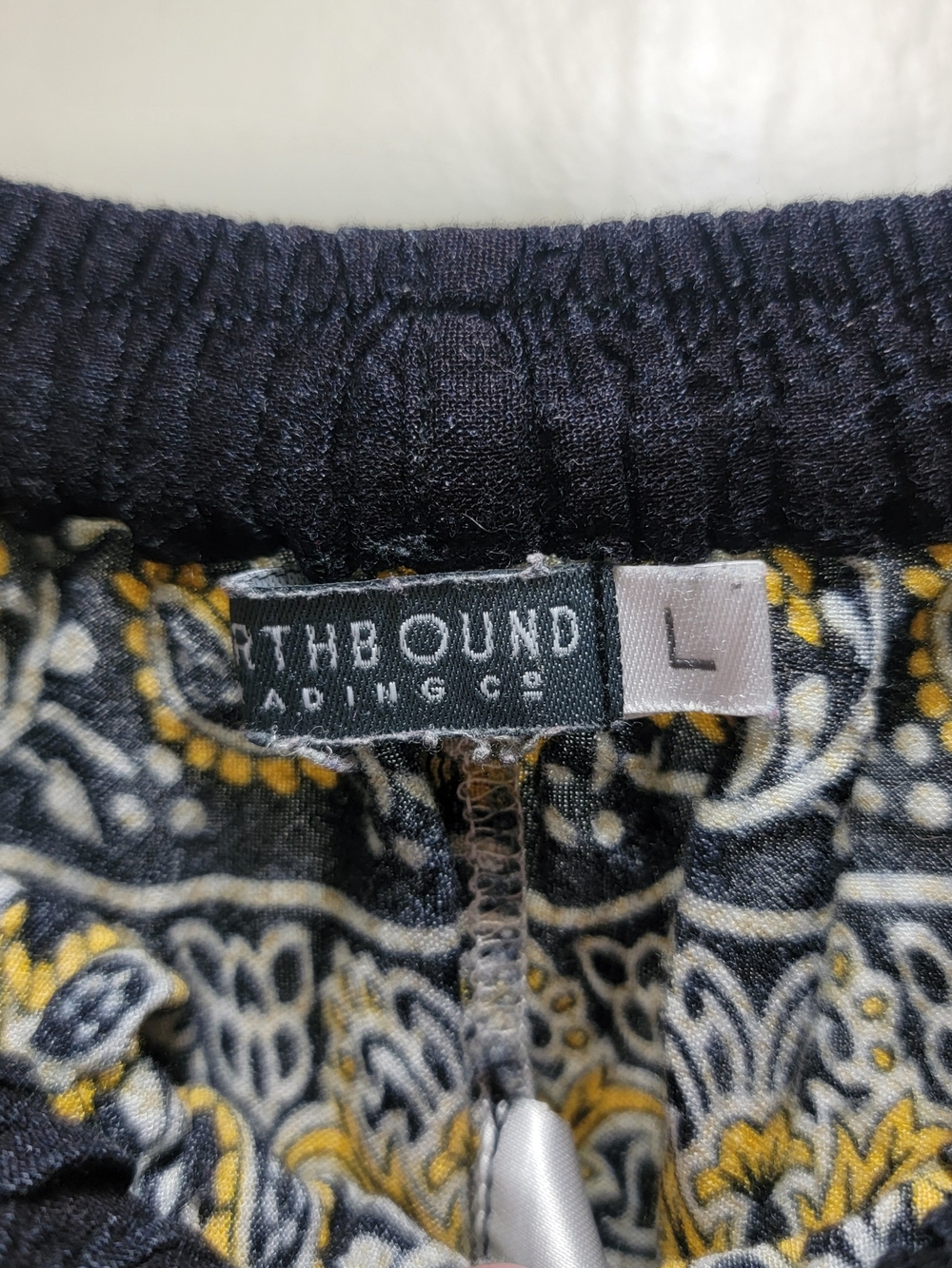 EARTHBOUND Navy, White & Gold Elephant Pattern Lounge Pants - Picture 2 of 5